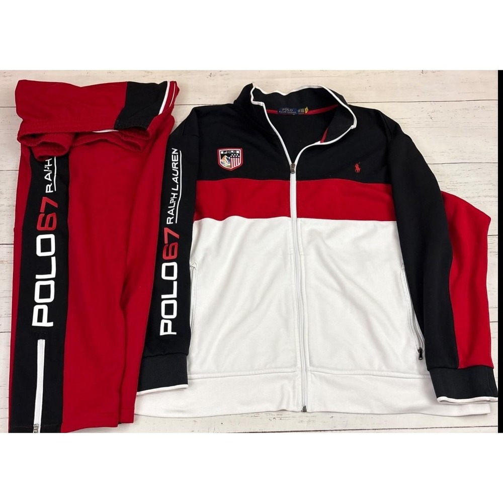 Polo Ralph Lauren Alpine Tracksuit Big Tall 4XB Red Black White RL67 Colorblock